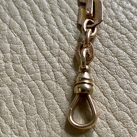 Antique Watch Chain with tiny leaf pattern - 14k gold with 10k rose gold detail