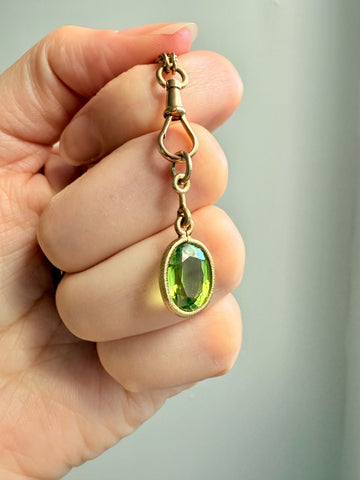 Vintage Scandi 18k gold Faceted Green Peridot Pendant