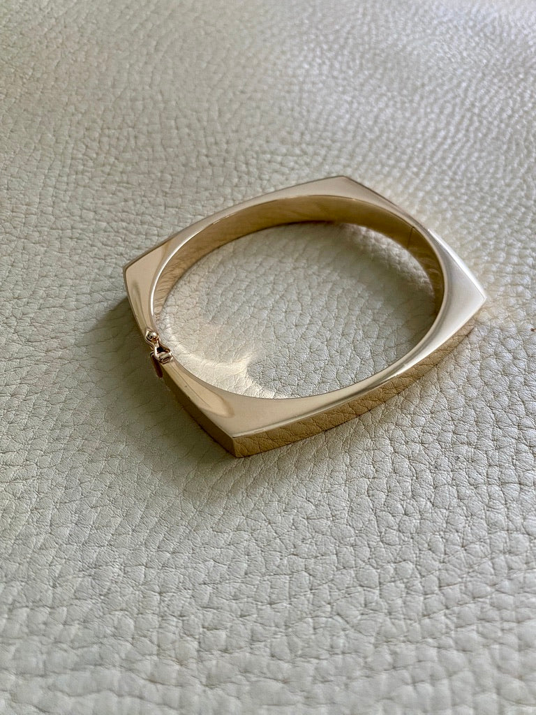 Incredible!! Danish 14k gold geometric hinged bangle - Midcentury era - by Bernhard Hertz