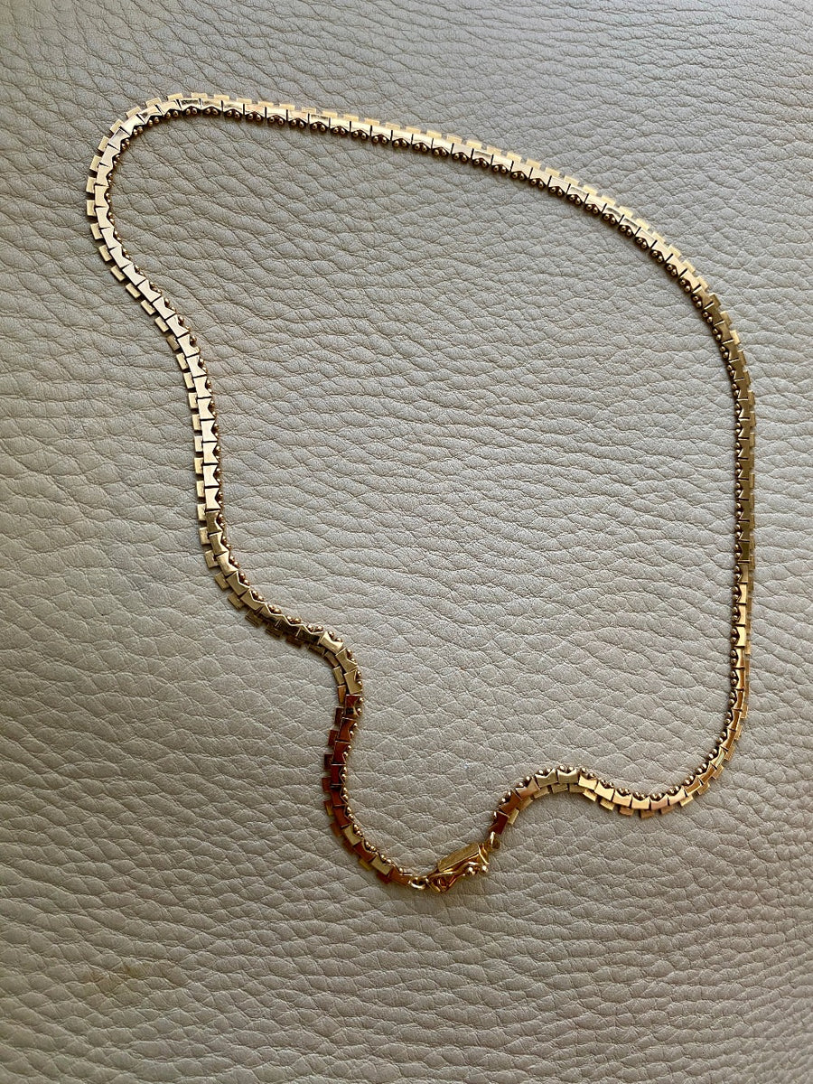 18k yellow gold vintage italian fringe link necklace 17 inch length