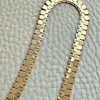Vintage Italian Hexagon Mirror Link Chain Necklace 18k Gold – 16.75 Inch Length