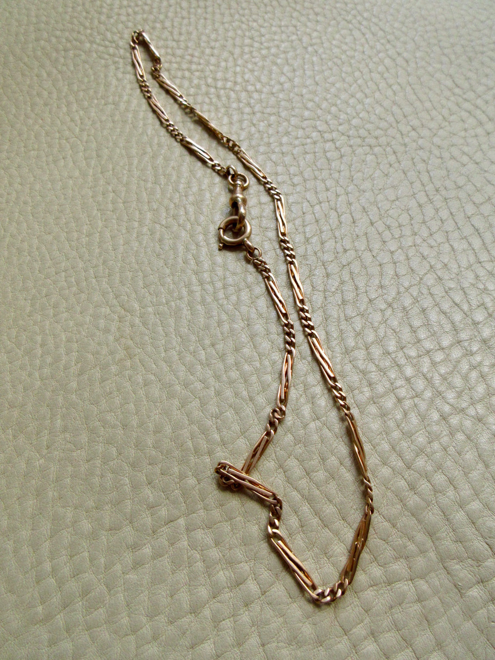 Rosy 14k Gold Bar and Curb Watch Chain Necklace - 16.7 inch length