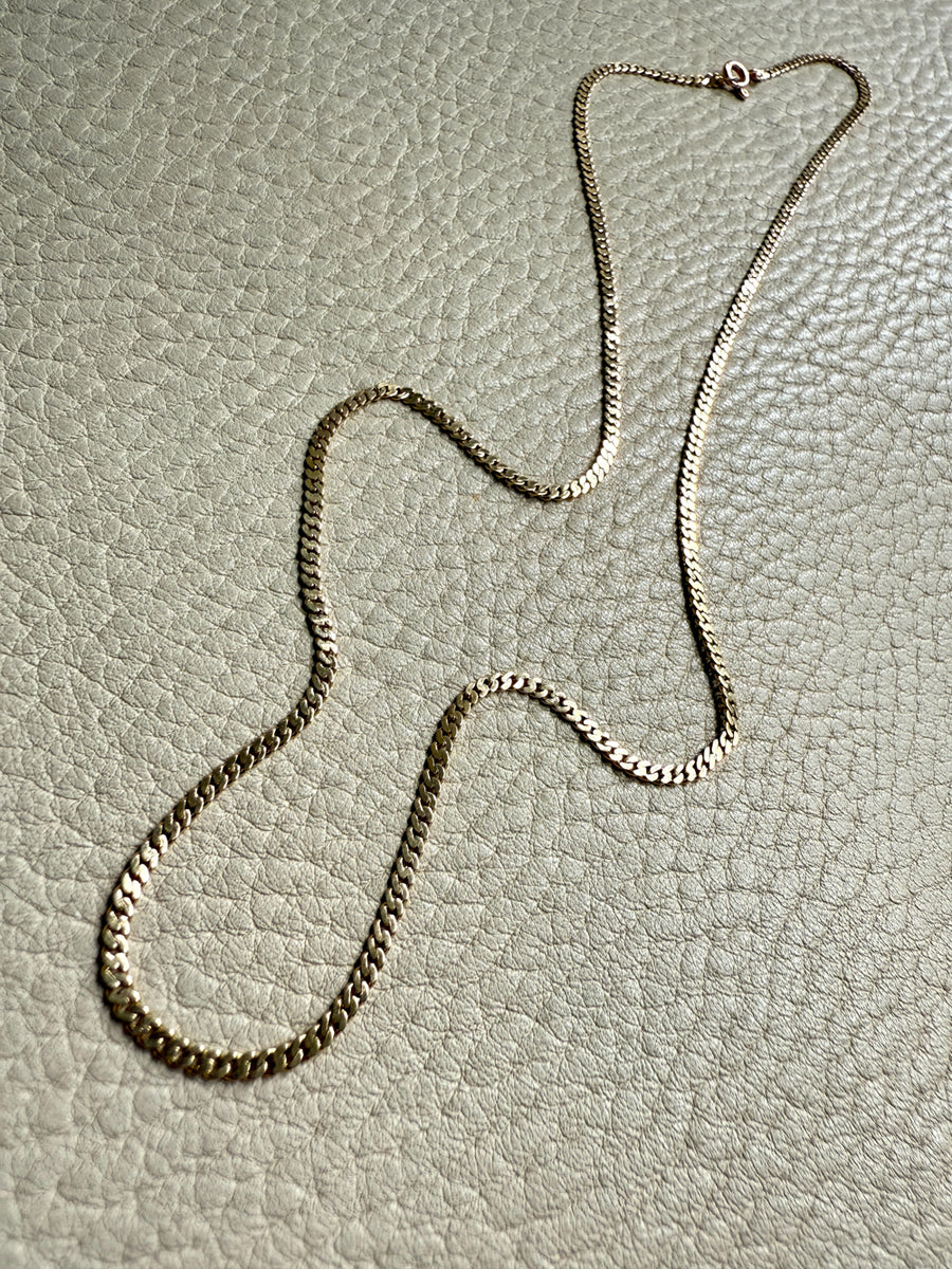 Scandinavian Vintage Pressed Curb Link 18k Gold Necklace - 17.5 inch length
