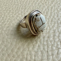 1972 Egyptian Revival Scarab Beetle Ring in Sterling Silver – Size 5.25