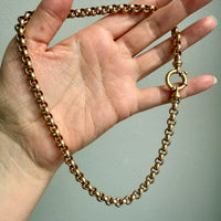Chubby! 18k Gold Rolo Link Necklace with Large Bolt Clasp - 17.8 inch length