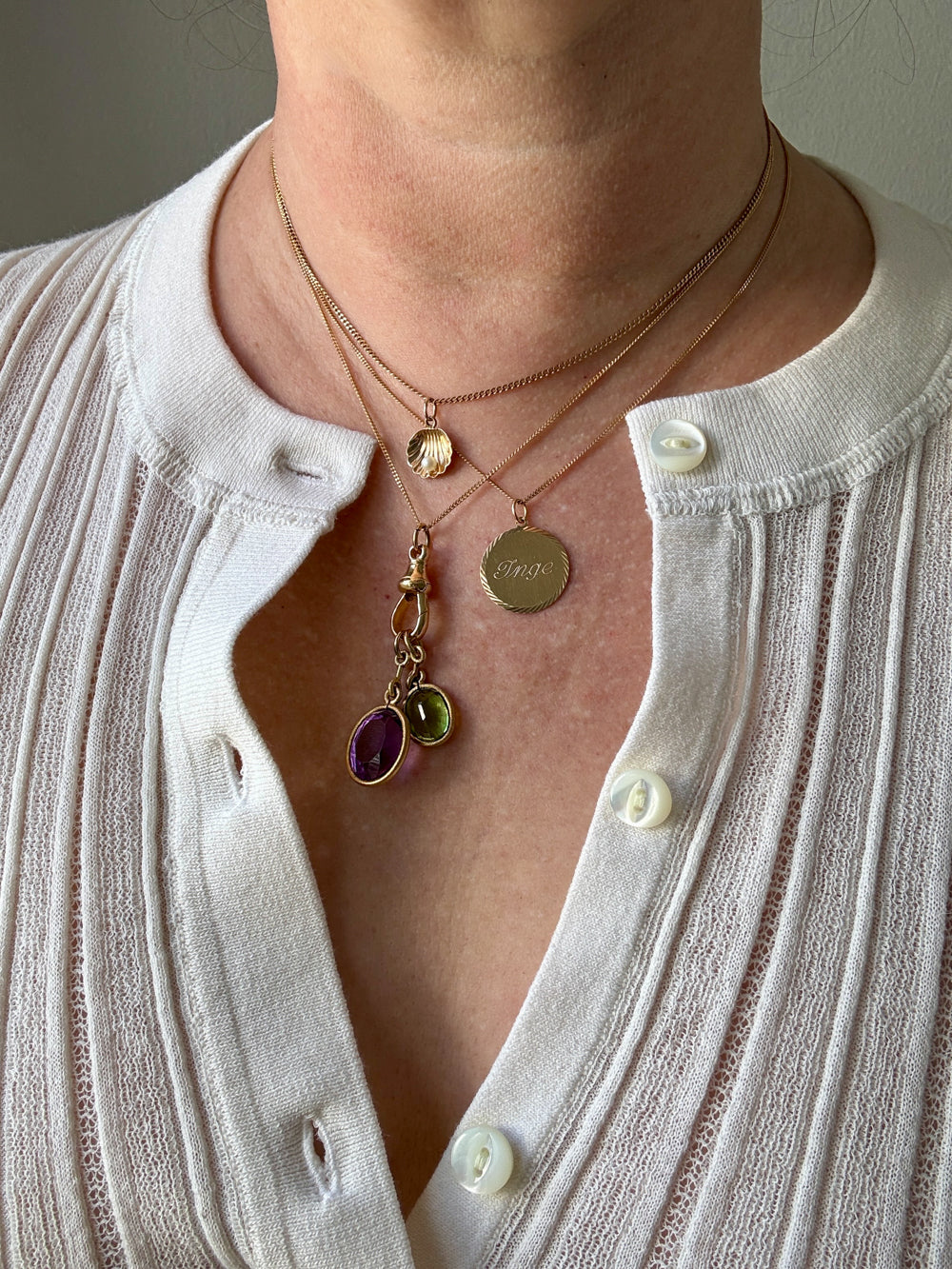 Vintage Italian UnoAErre 18k gold 1mm curb link necklace - 16.8 inch length