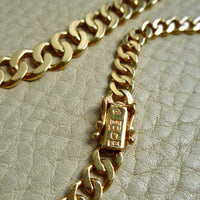1978 Swedish Vintage 39g Tapered Curb Link Necklace 18k Gold – 19.5 Inch Length