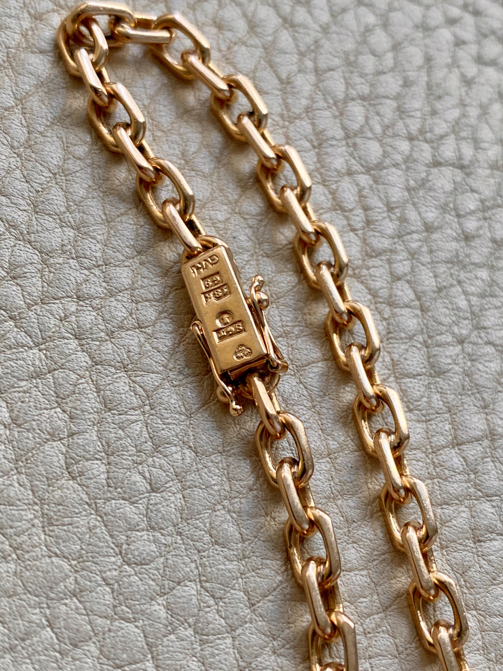 Swedish vintage 18k gold biker link bracelet 4.4mm width - 7.5 inch length