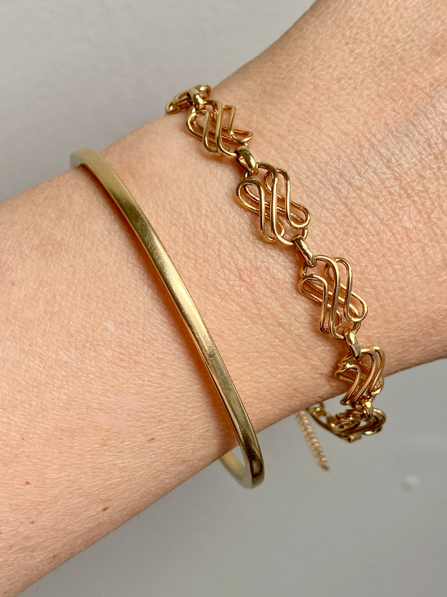 Vintage Scandinavian 14k solid gold bangle 1967-1973 - 8 inch interior circumference