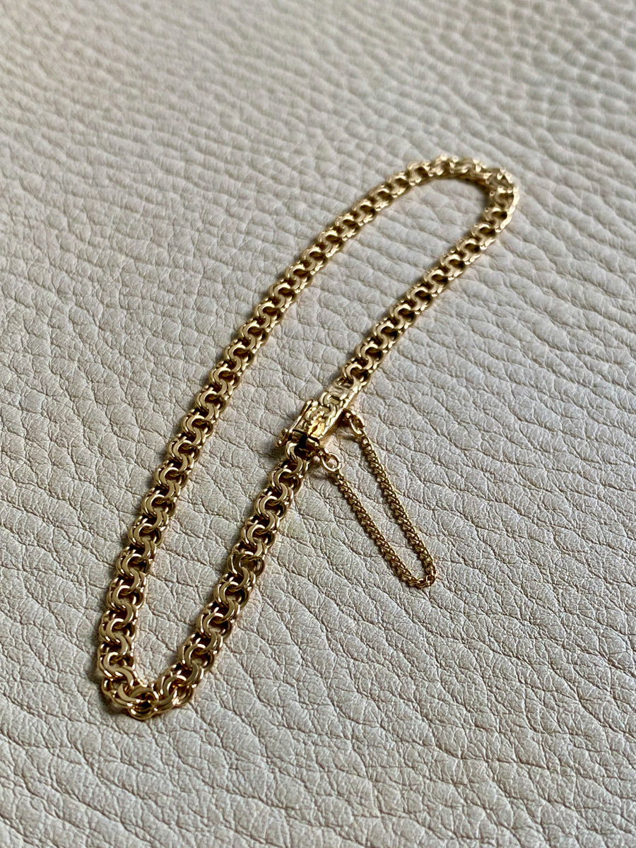 1944 Delicate 18k double-link solid gold bracelet - Göteborg, Sweden - 7.5 inch length