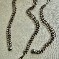 Danish Vintage Sterling Silver Open Foxtail Link Bracelet with Dog Clip - 9 inch adjustable length