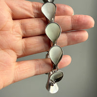 Vintage Norwegian Silver and White Enamel Shell Link Bracelet – 7.75 Inch Length