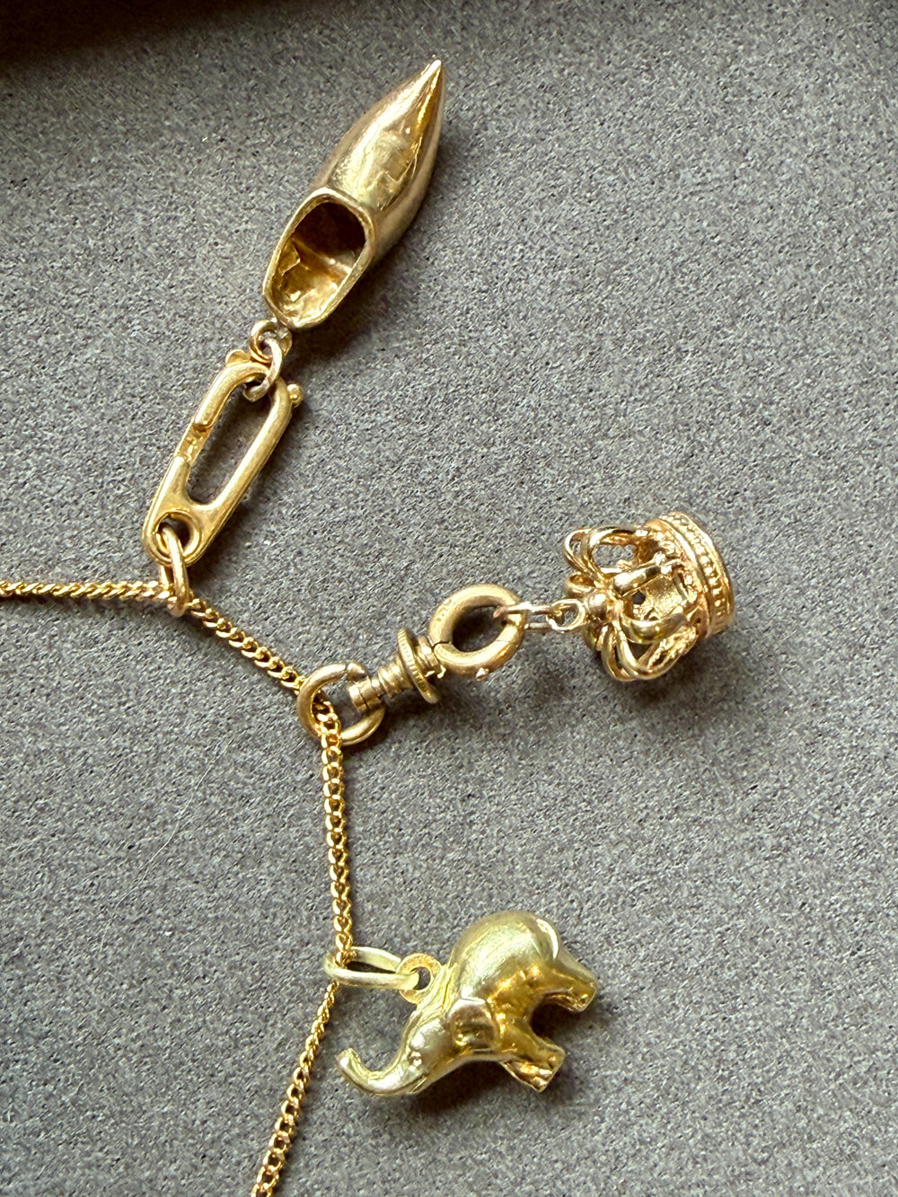 14k Gold Antique Threaded Swivel Hinged Clasp or Charm Holder - 0.6 inch length