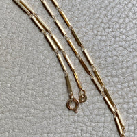 Geometric gold bar link necklace - 18k gold - 21 inch length