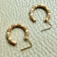 Vintage Italian 18k Bamboo pattern Gold Hoop Earrings – 1 inch diameter