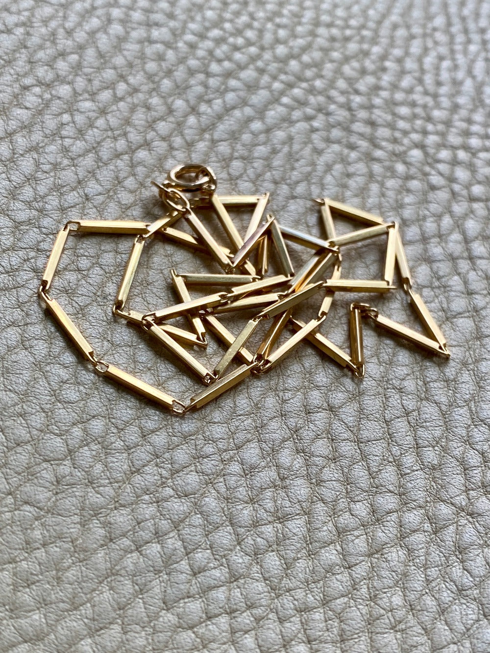 Geometric gold bar link necklace - 18k gold - 21 inch length