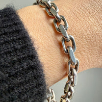 1960-1973 Robert Valentin Olsen - Chunky Silver Biker Link Bracelet with Toggle Clasp - 8.6 inch length