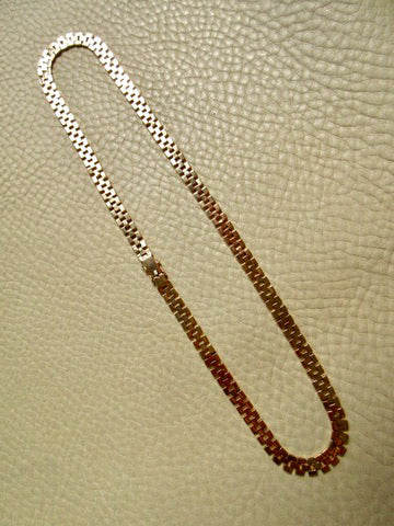SILKY! Midcentury Italian Brick Link Necklace 18k Gold – 18.5 Inch Length