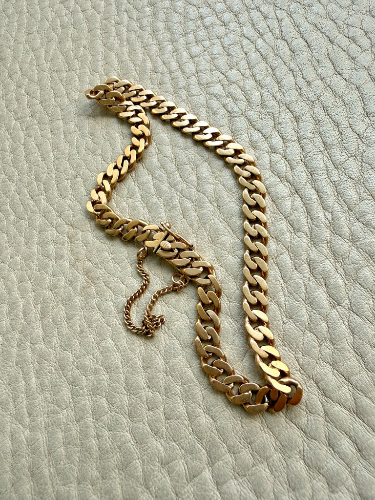 1930 Swedish Vintage Gold Curb Link Bracelet 18k Gold – 8 Inch Length