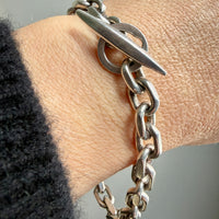1960-1973 Robert Valentin Olsen - Chunky Silver Biker Link Bracelet with Toggle Clasp - 8.6 inch length