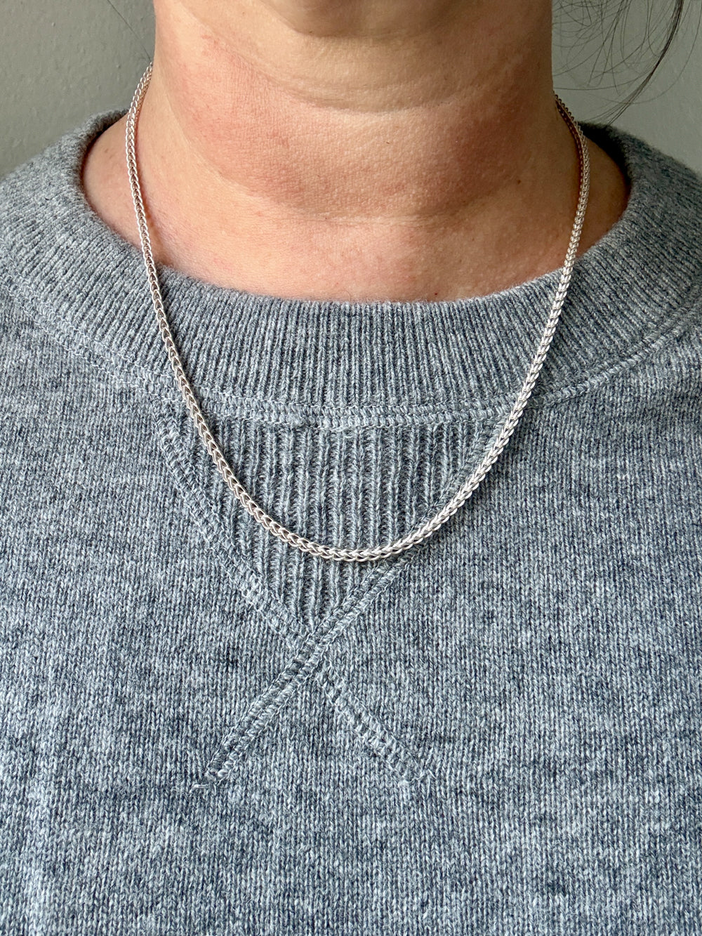 Silver Handmade Open Foxtail Link Necklace - 20 inch length