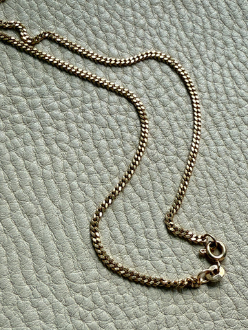 Danish Vintage 14k Gold Curb Link Chain Necklace - Excellent long length 23.75 inch length