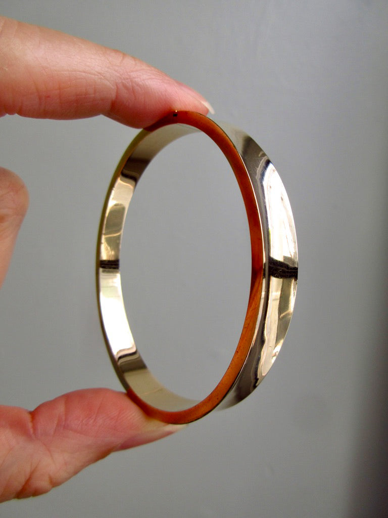 1960s era Vintage Danish 14k Gold Hinged Bangle Bracelet – 7 inch Interior Circumference