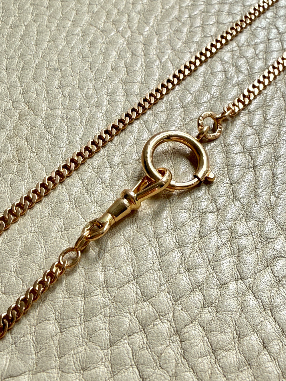 1943 Swedish Vintage Gold Curb Link Watch Chain Necklace 18k Gold – 16 Inch Length