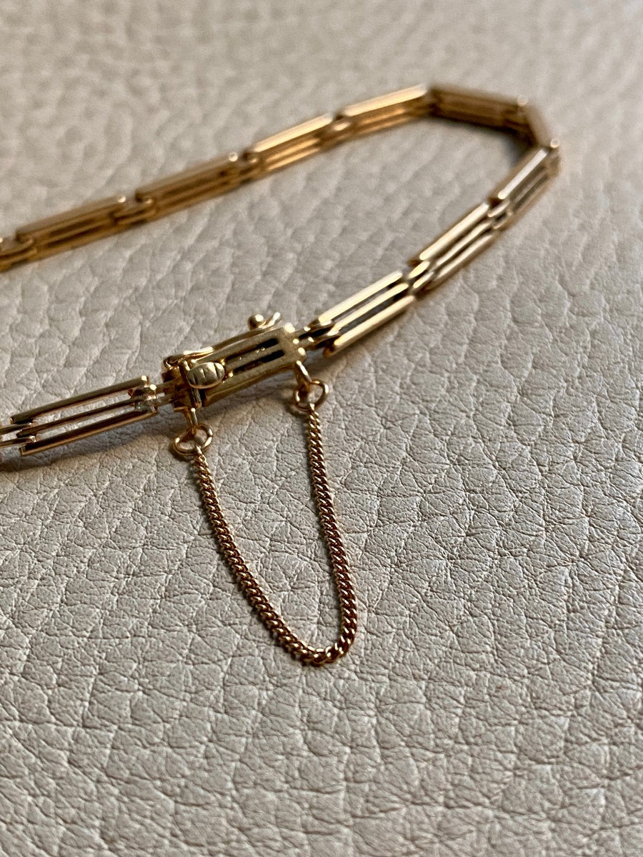 Extraordinary! Antique 18k gold slotted link bracelet - 7 inch length