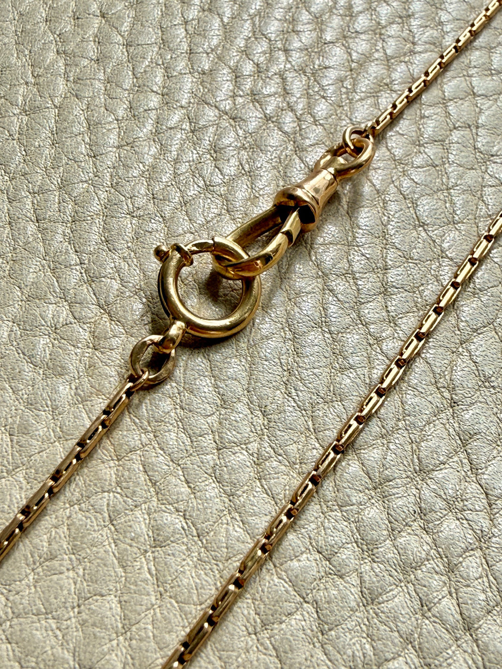 Skinny Antique Double Fetter Watch Chain Necklace 18k Gold – 17.5 Inch Length