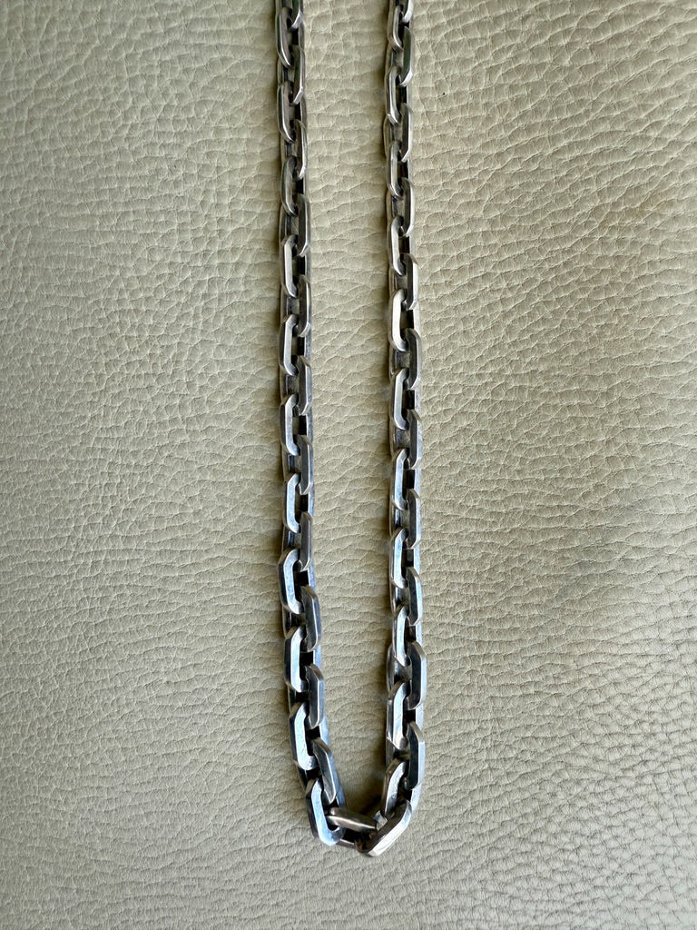 UNIQUE Chunky Sterling Silver Taxco Graduated Link Necklace - 22.9 inch length