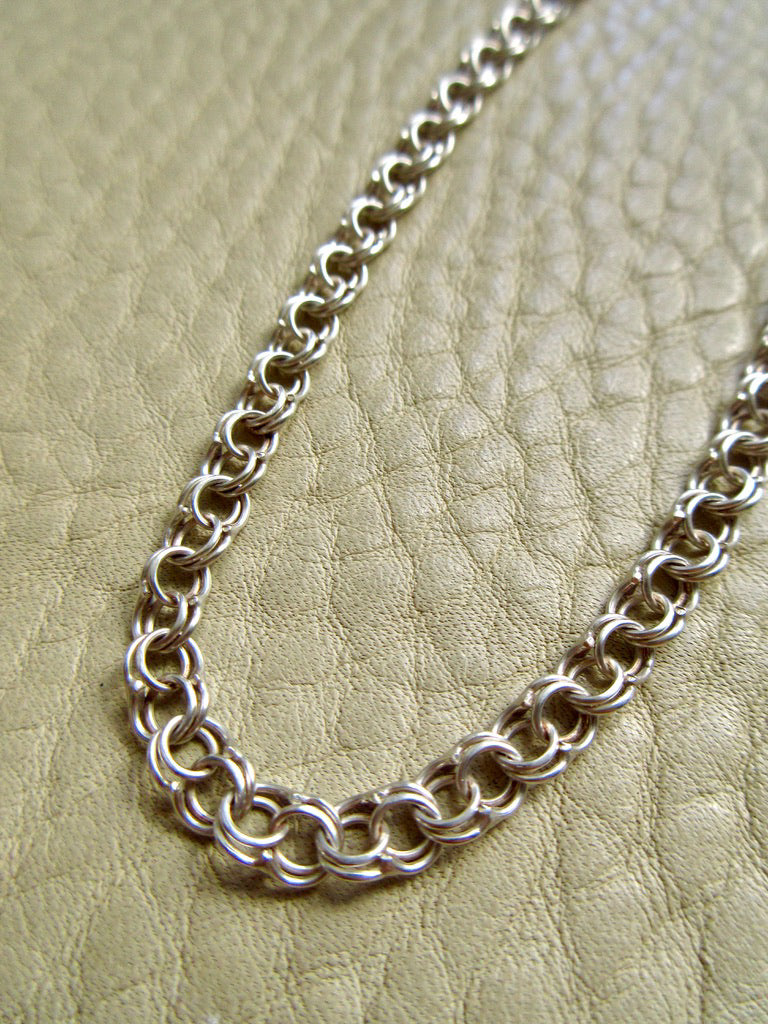 Vintage Double Link Necklace Sterling Silver – 28" Length