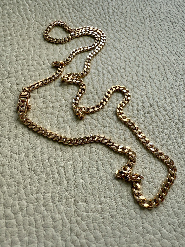25 gram 18k Gold Chubby Round Curb Link Chain Necklace - Swedish Vintage - 19.5 inch length