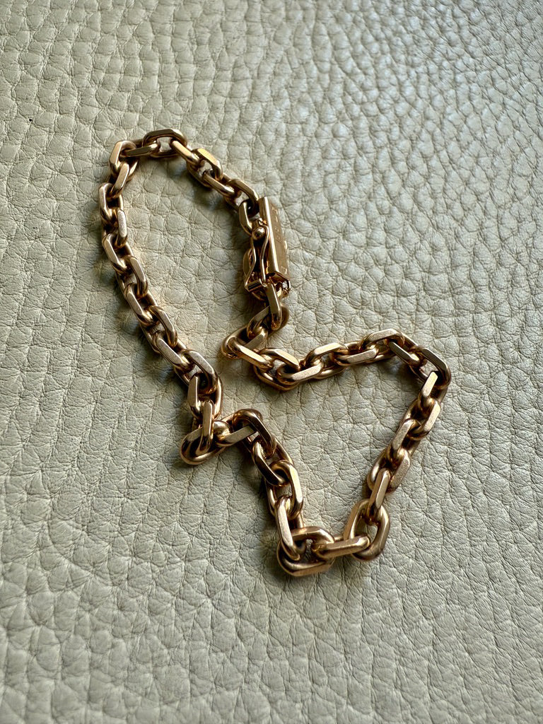 1962 Swedish Vintage 18k Gold Biker Link Bracelet 4.8mm width - 7.5 inch length