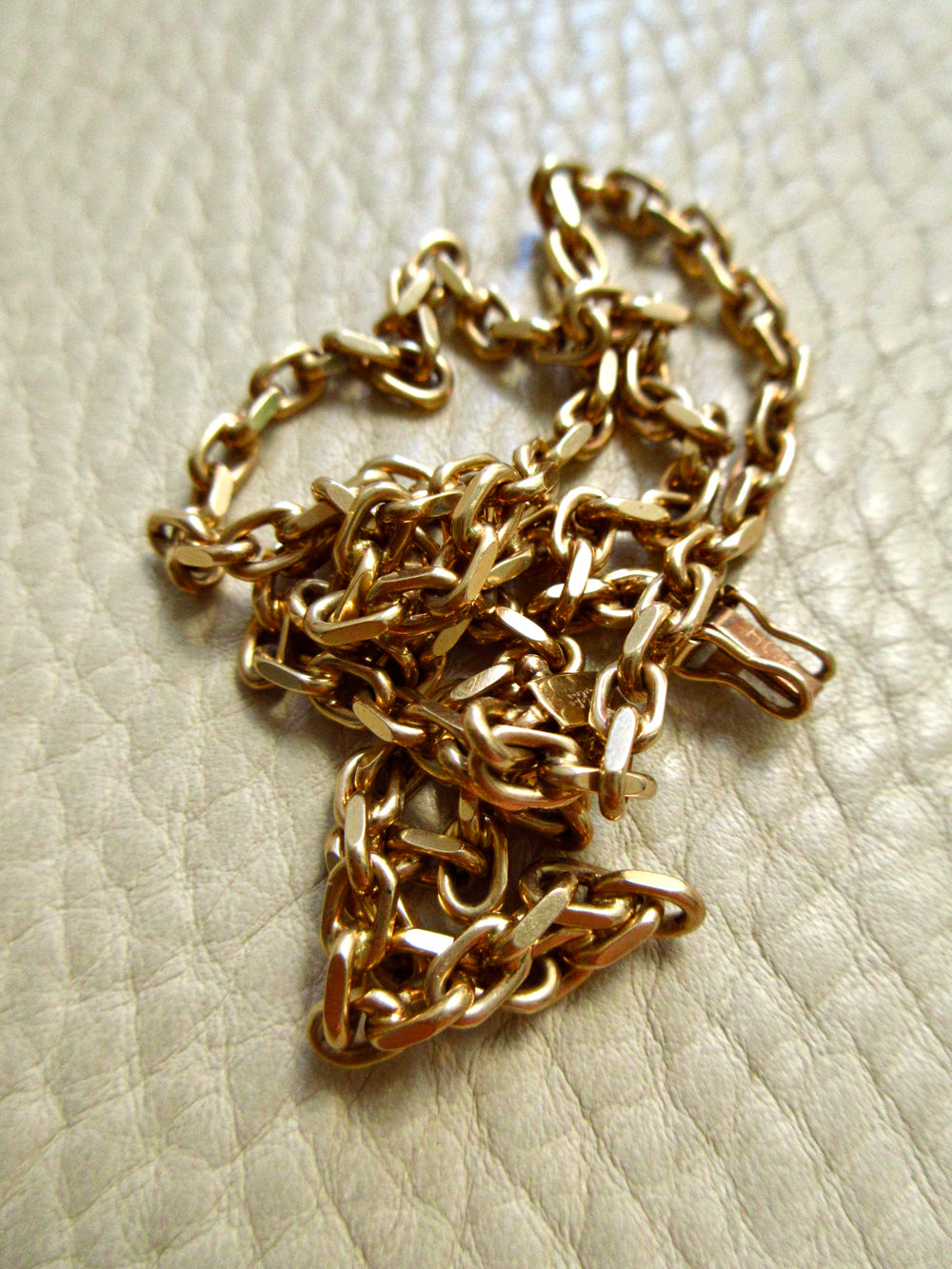 Chunky Vintage Danish 14k Gold Biker Link Chain Necklace – 17.7 Inch Length