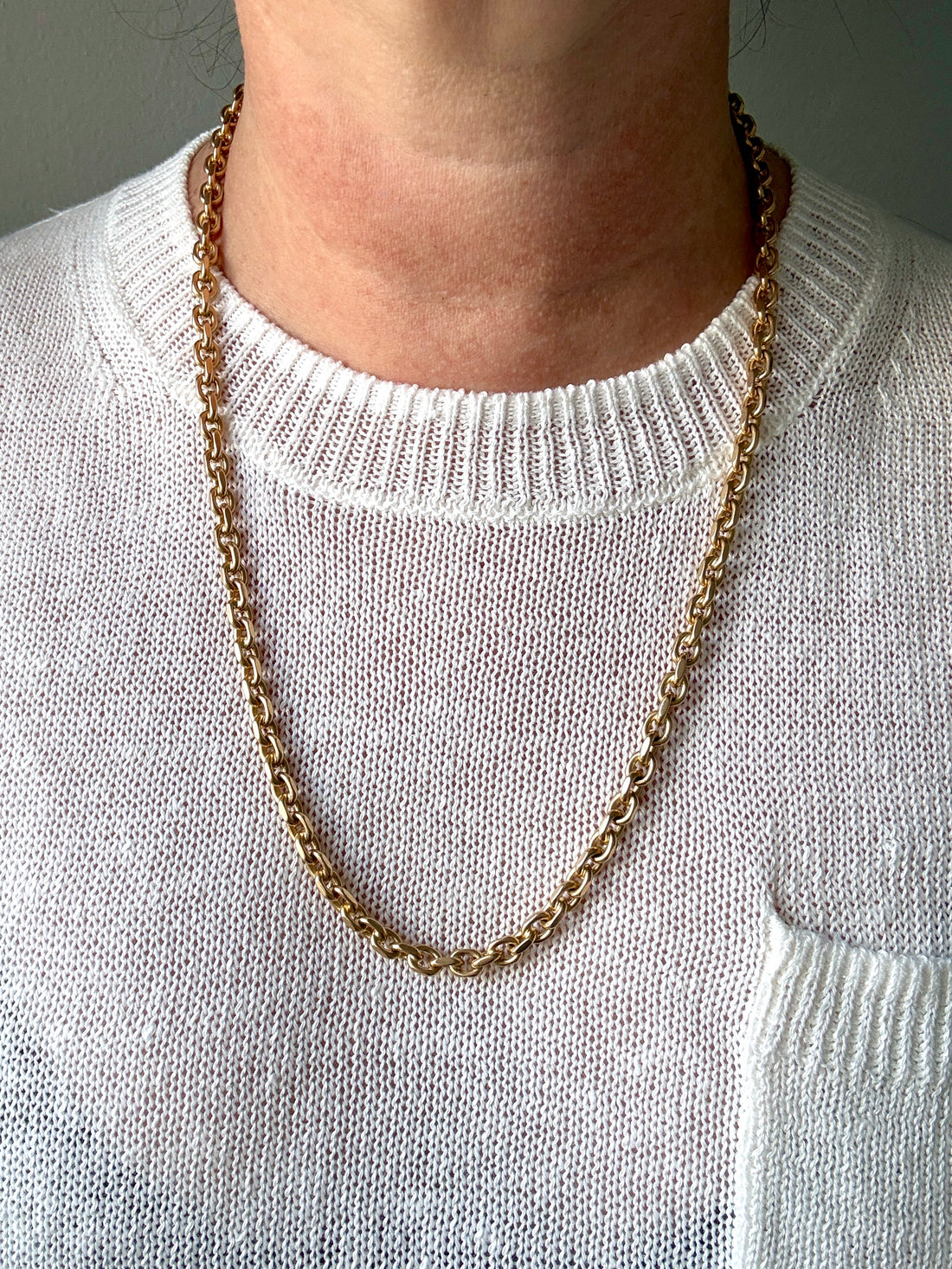 YUM! 1979 Swedish Vintage 81g Biker Link Chain Necklace 18k Gold – 24 Inch Length