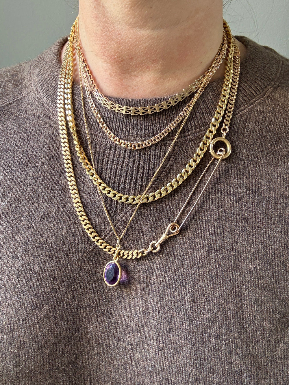 Exquisite 14k gold Wishbone link necklace by Jens Poul Asby - 16.2 inch length