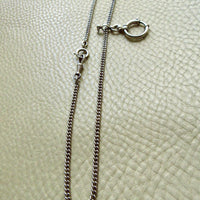 Vintage Scandinavian Silver Curb Link Watch Chain Necklace with Oversized Bolt Clasp pendant – 17.5 Inch Length