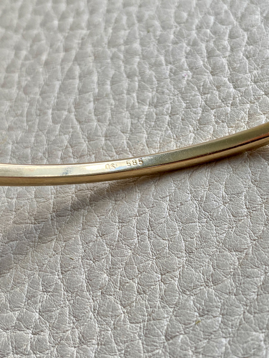 Vintage Scandinavian 14k solid gold bangle 1967-1973 - 8 inch interior circumference
