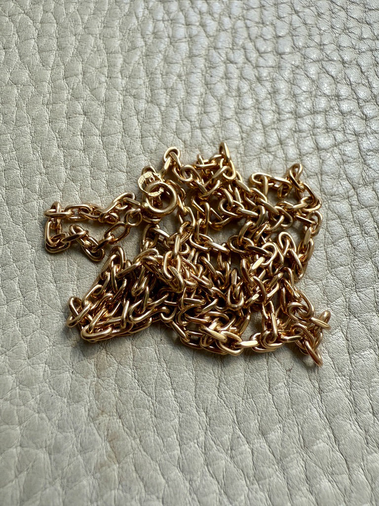 1926 Gothenburg, Vintage 18k Gold Biker Link Chain Necklace - 24 inch length