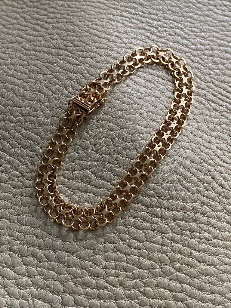 Solid 18k gold silky x-link bracelet, vintage 1970 Swedish