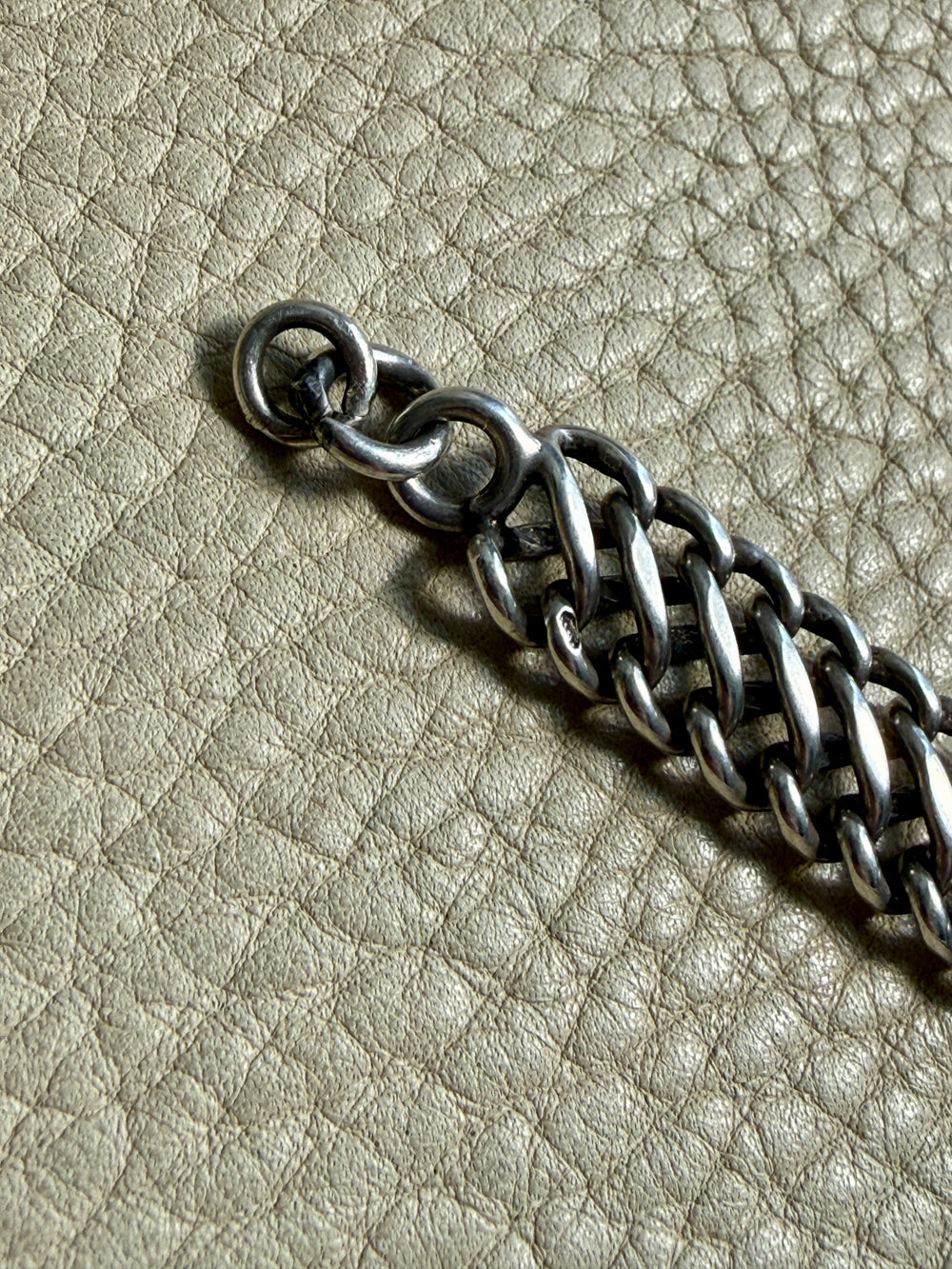 Silver Antique Dutch Figure-8 Pocket Watch Chain with Fob and Large Bolt Clasp - Mid 1800s era