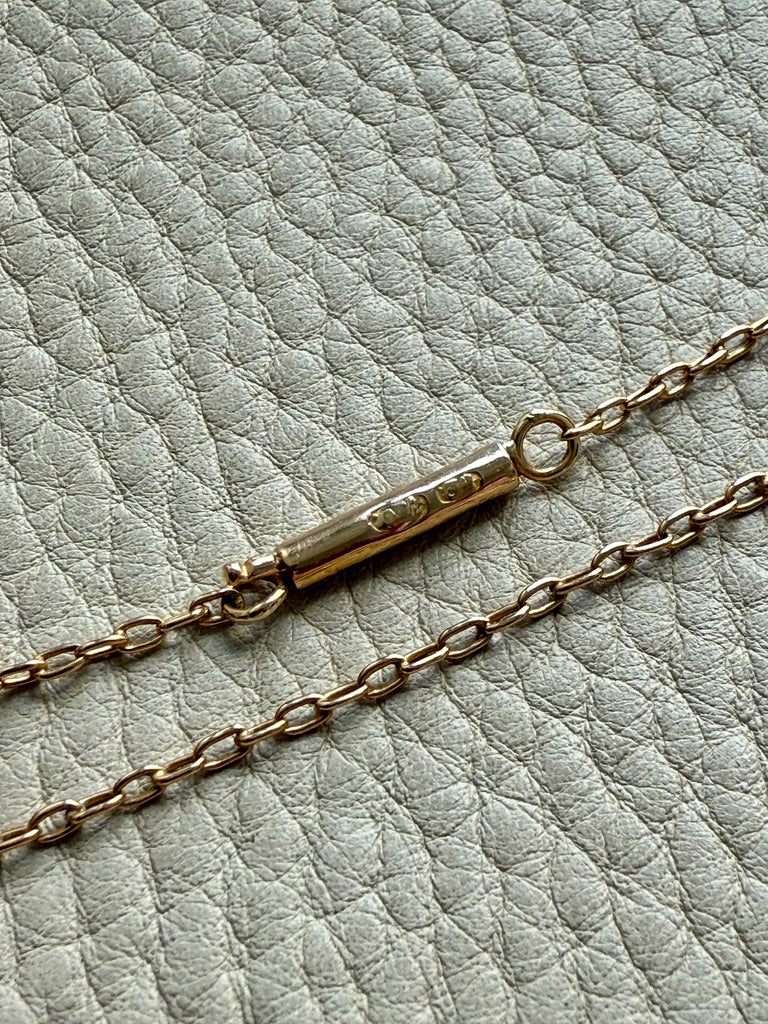 Antique Cable Link Necklace with Barrel Clasp - Solid 18k gold - 18.3 inch length