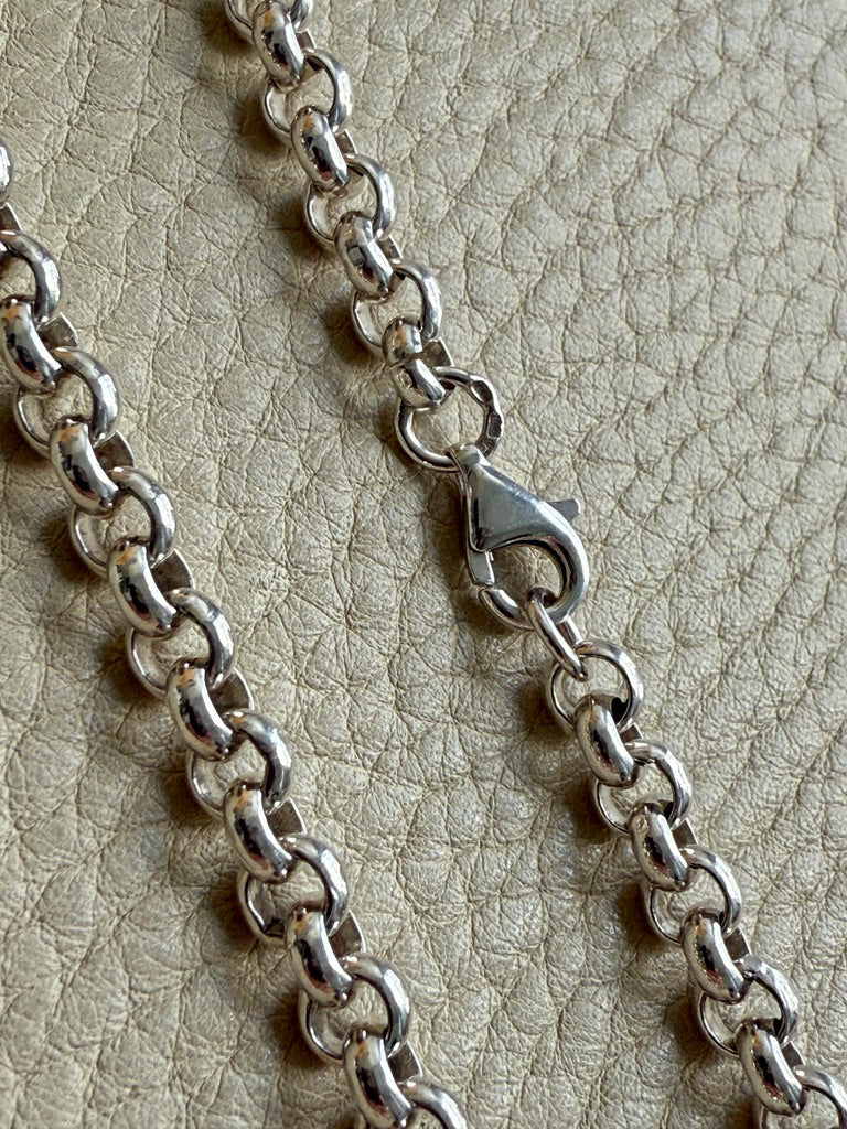 Chubby Vintage Silver British Rolo Link Necklace- 18 inch length