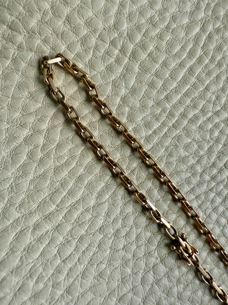 Longer Length 14k Gold Biker Link Necklace 3mm width - 22.2 inch length