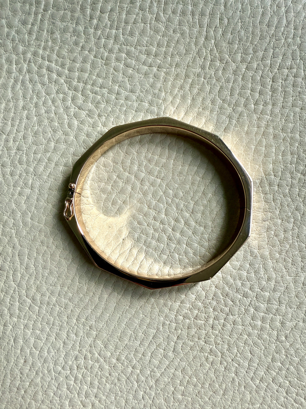 SPECTACULAR!! 10 Sided Geometric Hinged Bangle in 14k Yellow Gold - 1970s era - by Fleming Lund- 6.75 inch