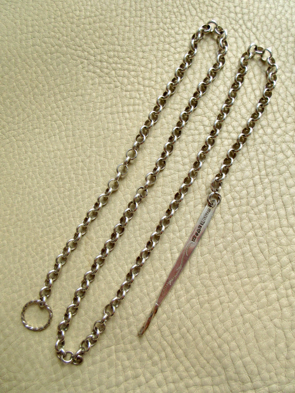 1941 Vintage Swedish Silver Lariat Rolo Necklace – 26.5 Inch Adjustable Length