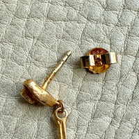 WOW! Vintage Austrian 14k Gold & Opal Heart Drop Brutalist Earrings - 2.2 inch drop