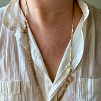 18k Gold Bar-Link Watch Chain Necklace with Dog Clip - 17 inch length