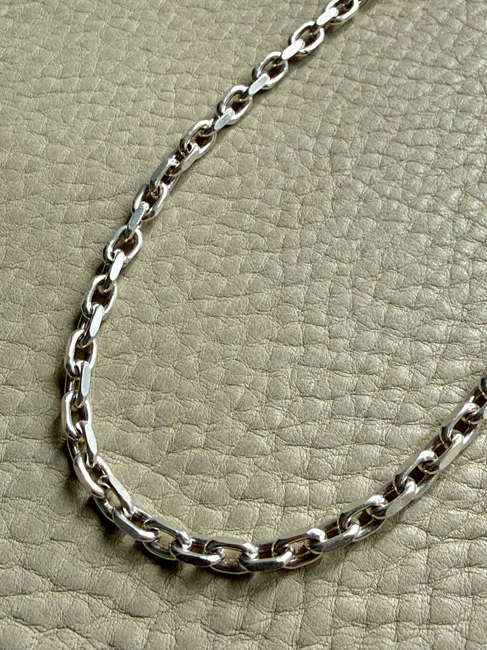 Sterling Silver Biker Link Chain Necklace - 23.6 inch length
